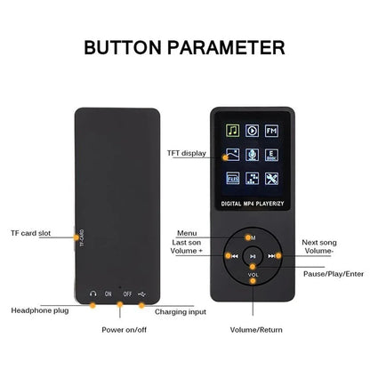 KLW Digital Video MP3 MP4 Music Media Player 1.8" LCD Support 32GB TF Card FM Radio Home Photo Sport Tool