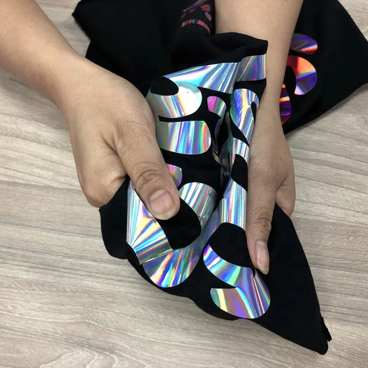 DETU Holographic HTV for Clothing Rainbow Reflective Heat Transfer Vinyl Flex Htv for Plotter Color Heat Transfer Printing