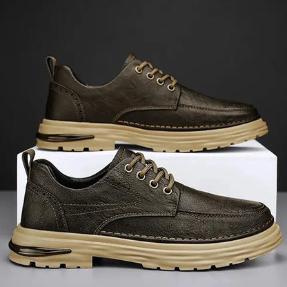 New Leather Shoes Men's Korean Version Fashion Custom LOGO 4 Seasons Genuine Leather Lace-up Office Business Dress Shoes