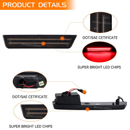White Red Animation Rear Bumper Reflector Indicator Lights for Dodge Charger Challenger LED Dynamic Blinker Side Marker Lamps