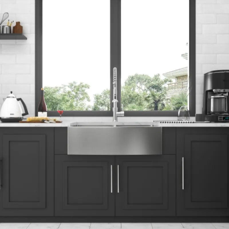Luxury 33"x21"x10" 304 Stainless Steel Double Bowl Farmhouse Kitchen 10\" Deep Basin Waterfall Supplier Standing Single Bowl