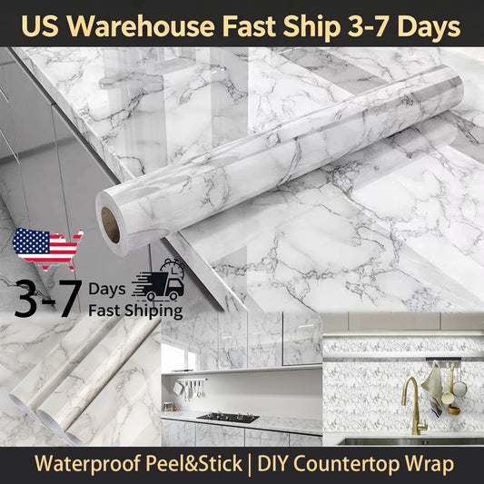 15.75x196.8 Inch Marble Wallpaper Peel and Stick Waterproof Vinyl Self Adhesive Wall Stickers Marble Sticker for Kitchen Cabinet by PDG ibma
