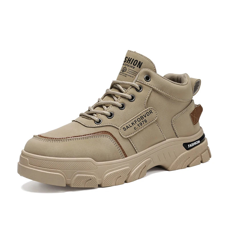 Y 39-46 Men's New Breathable High-top Cargo Shoes with Versatile Platform Soles to Increase the Height of Casual Booties