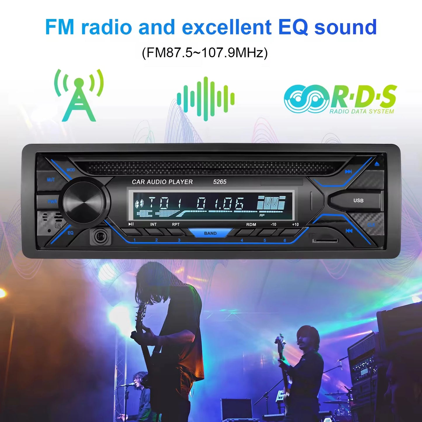 MP3 Player USB/TF Card Reader CD FM Radio High Fidelity Four-Channel Output for Car Bluetooth Hands-Free WAV APE USB