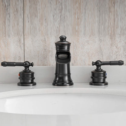 Modern 8 Inch Matte ORB Two Handle Basin Centerset Deck Mounted Lavatory Faucet Ceramic China Factory for Living Room Bathroom