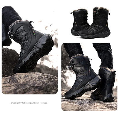 Winter Waterproof Men Boots Plush Super Warm Snow Boots Men Sneakers Ankle Boots Outdoor Men's Desert Boots Botas Hombre