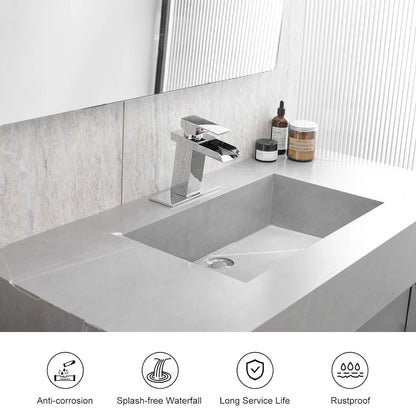 Cheap Modern 1-Hole Chrome Shining 304 Stainless Steel Bathroom Faucet Anti-Rust Basin Taps with Ceramic Valve Core Deck Plate