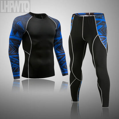 Men's Thermal Underwear Set MMA Tactics Leggings Solid Color Costume Compress Fitness Long Johns Men Winter Brands  Men