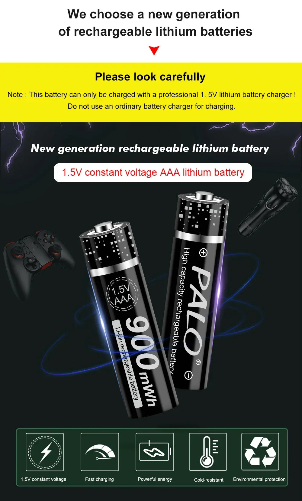 100% New 1.5V AAA Rechargeable Battery 900mWh 1.5V Li-ion Lithium Liion Li ion 3A aaa Batteries for Toy Car Camera Flashlight
