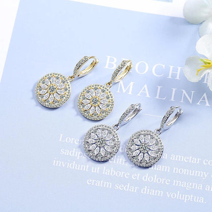 Luxury 925 Sterling SIlver Hollow-out Dream Catcher With Round Cut CZ Zircon Earrings For Women Ear Jewelry Valentine's Day Gift