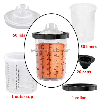 Hot Sale Manufacture 800cc Plastic Disposable Paint Mixing Spray Gun Cups