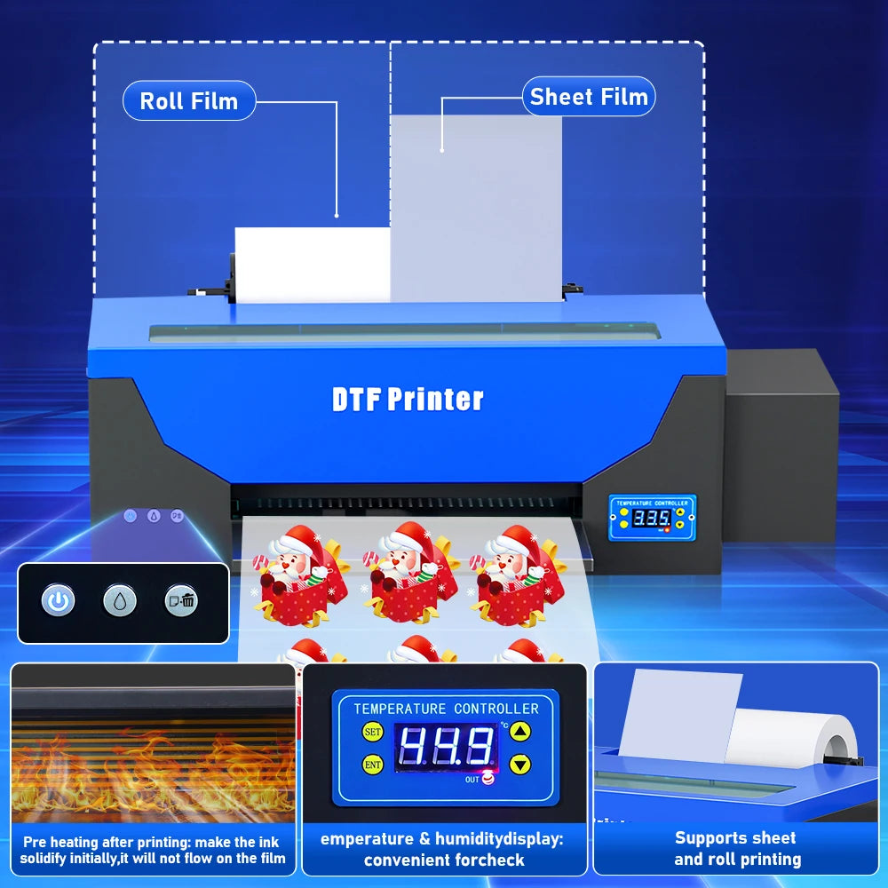 COLORSUN Best Selling A3 Size Roll Film T-shirt Textile Printing Machine Roll to Roll DTF Printer with Software Free