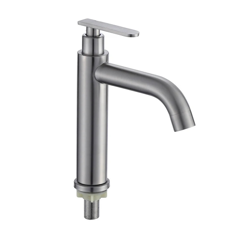 Stainless Steel 304 Basin Faucet Single Cold Water Faucet Tap Single Handle Bathroom Wash Basin Faucet
