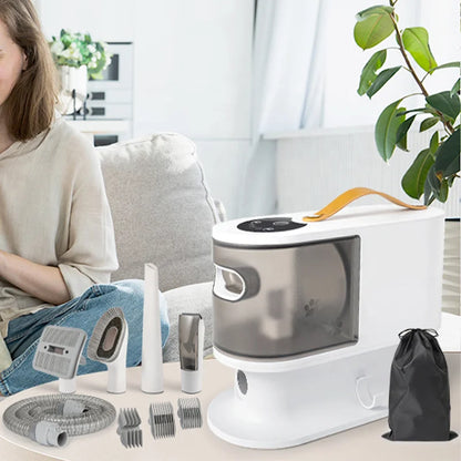 Professional 5 in 1 Pet Grooming Set Customizable 2L Dustbin Vacuum Clipper Rubber Brush Manual Power Hair Removal Dogs Cats