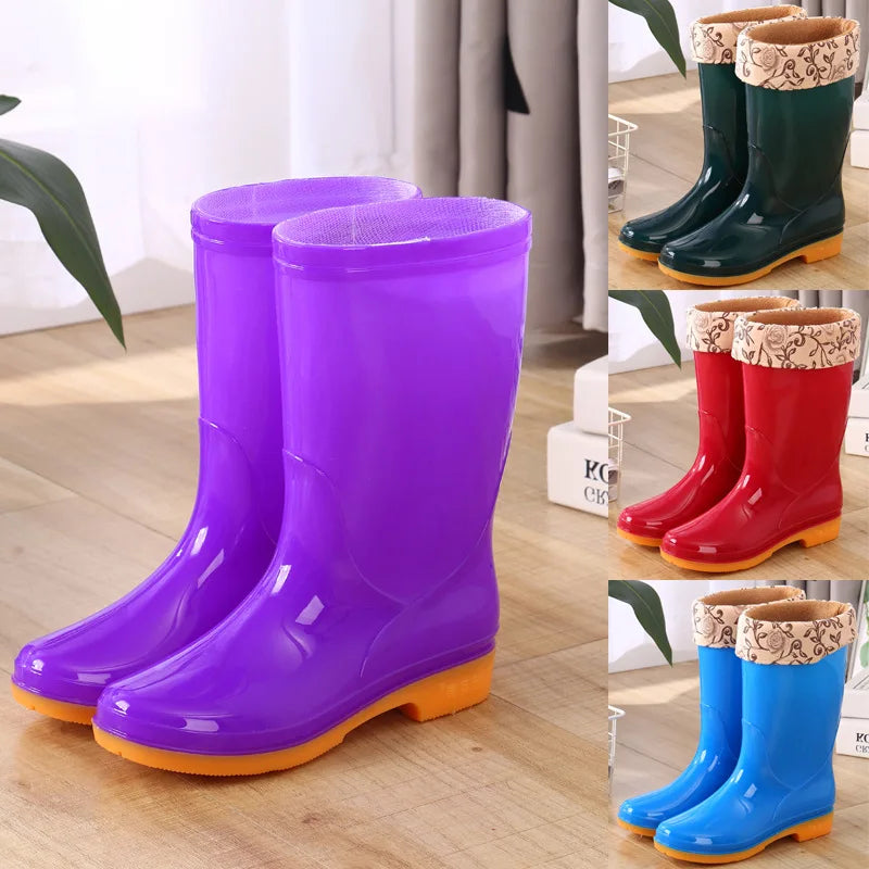 2027 NEW KJ Wholesale High Waterproof Anti-slip Pvc Outdoor Rain Boots Garden Kitchen Use Lining Cheap Adults Rain Shoes