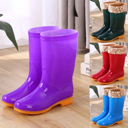 2027 NEW KJ Wholesale High Waterproof Anti-slip Pvc Outdoor Rain Boots Garden Kitchen Use Lining Cheap Adults Rain Shoes