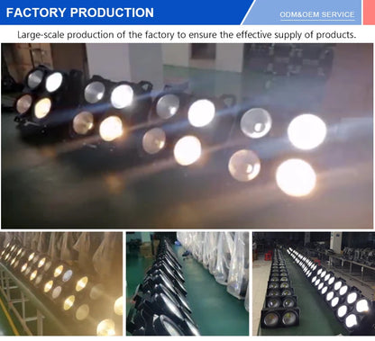Dj Disco Lighting LED 4x100W COB Waterproof  Blinder Light  Four Eyes 2/6/12 Channel 400W Strobe 0-30Hz