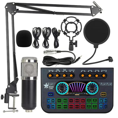 Audio PC USB Studio Recorder Music Sound Card K300 Live Audio Mixer Interface Sound Board with Multiple DJ Effects for Streaming