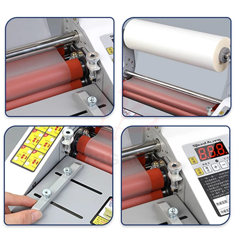 Electric Desktop A3 A2 Paper Laminating Machine Four Roller Cold Hot Laminator for Film & Photo English Version Rolling Machine