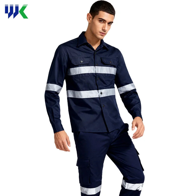 Wholesale Hi Vis Industrial Reflective Safety Working Uniform Clothes Workwear Jacket  with Pants for Men