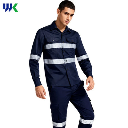 Wholesale Hi Vis Industrial Reflective Safety Working Uniform Clothes Workwear Jacket  with Pants for Men
