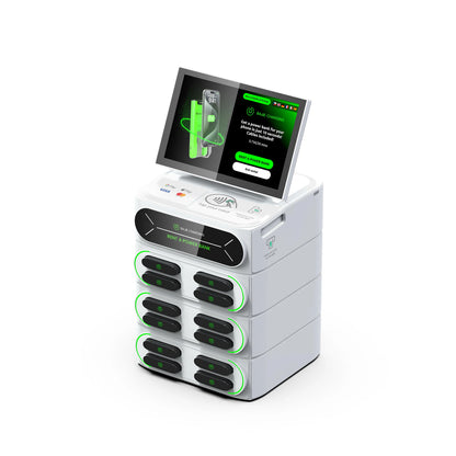 Hot Selling 12-Slot Mobile Charging Station with 10.1-Inch Touch Screen Built-in POS Card Reader Rental & Sharing Power Bank