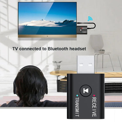 AUX Bluetooth-compatible Adapter With 3.5mm Cable for Car PC Computer Headphone Receiver Transmitter 2IN1 Wireless Audio Adapter