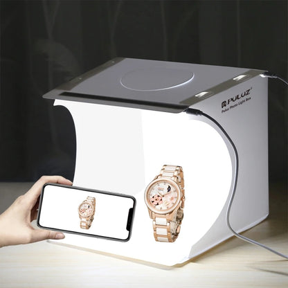 Same Day Shipment PULUZ 20cm Folding Portable 550LM Light Photo Lighting Studio Shooting Tent Box Kit with 2 Colors Backdrops