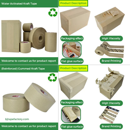 Customized Eco Friendly Degradable Self-adhesive Water Activated Kraft Packing Tape Manufacturer