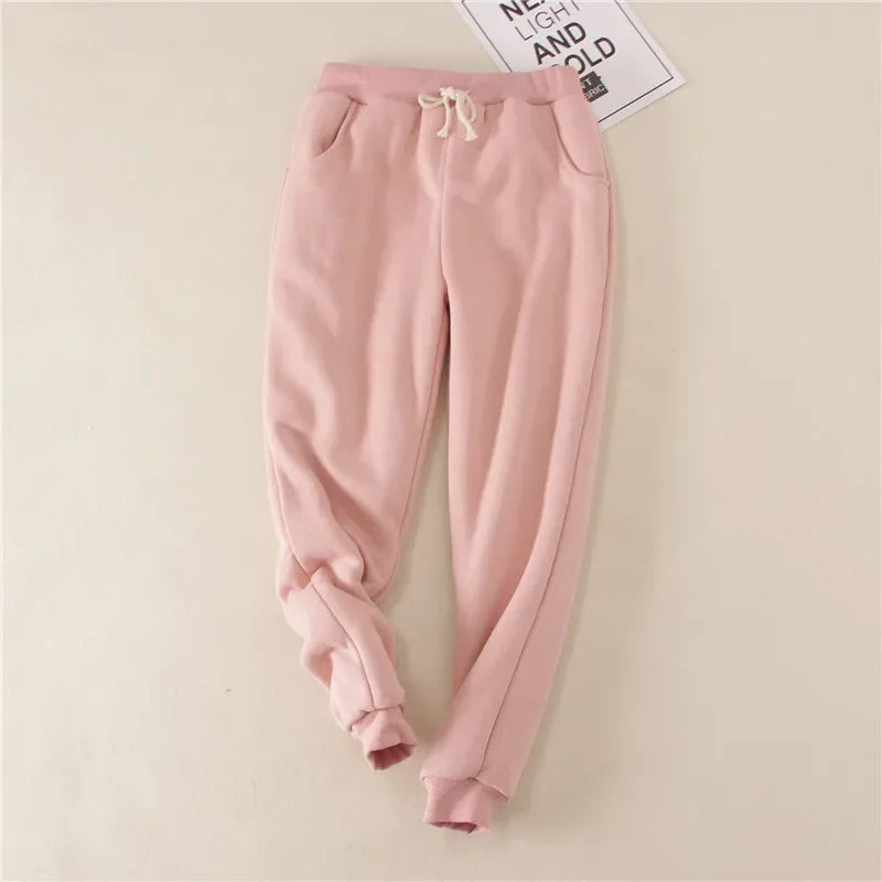 Lambskin Sweatpants Winter Women's Velvet  Autumn and Models Loose Thickening Was Thin Warm Pants
