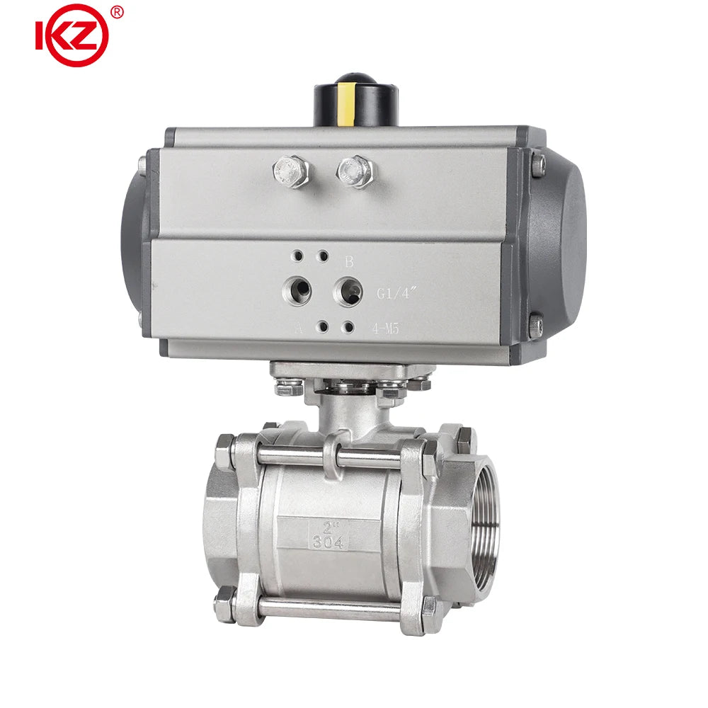 304 Stainless Steel Q611F-16P Pneumatic Three-piece Screw Ball Valve with High Temperature Internal Thread On-Off OEM Supported