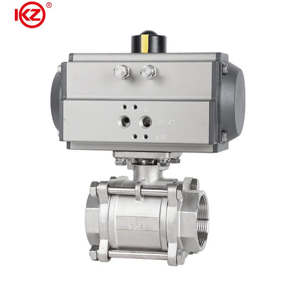 304 Stainless Steel Q611F-16P Pneumatic Three-piece Screw Ball Valve with High Temperature Internal Thread On-Off OEM Supported