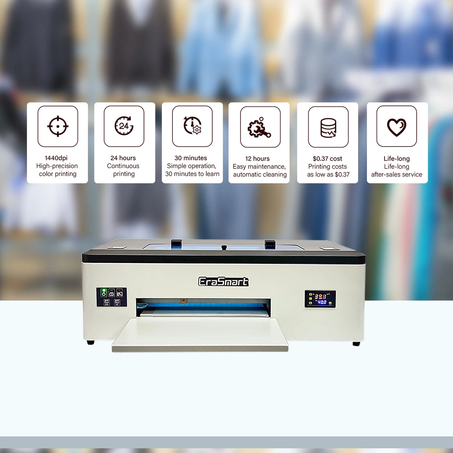Erasmart Professional DTF Printer A3 A4 DTF Printer L1800 1390 Printing Machine Printer Kits