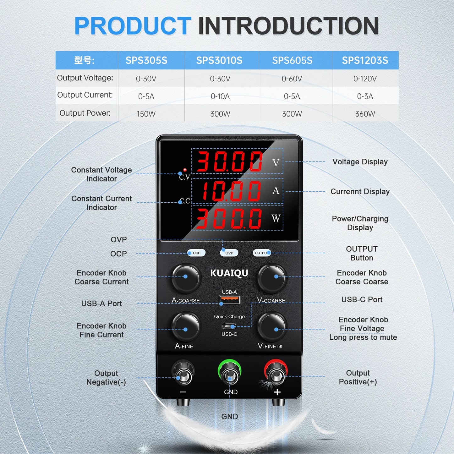 Factory SPS305S 30V 5A 150W Variable Lab Bench DC Regulator Power Supply OCP OVP Short Killer Single Output Battery Charger