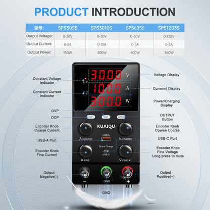 Factory SPS305S 30V 5A 150W Variable Lab Bench DC Regulator Power Supply OCP OVP Short Killer Single Output Battery Charger