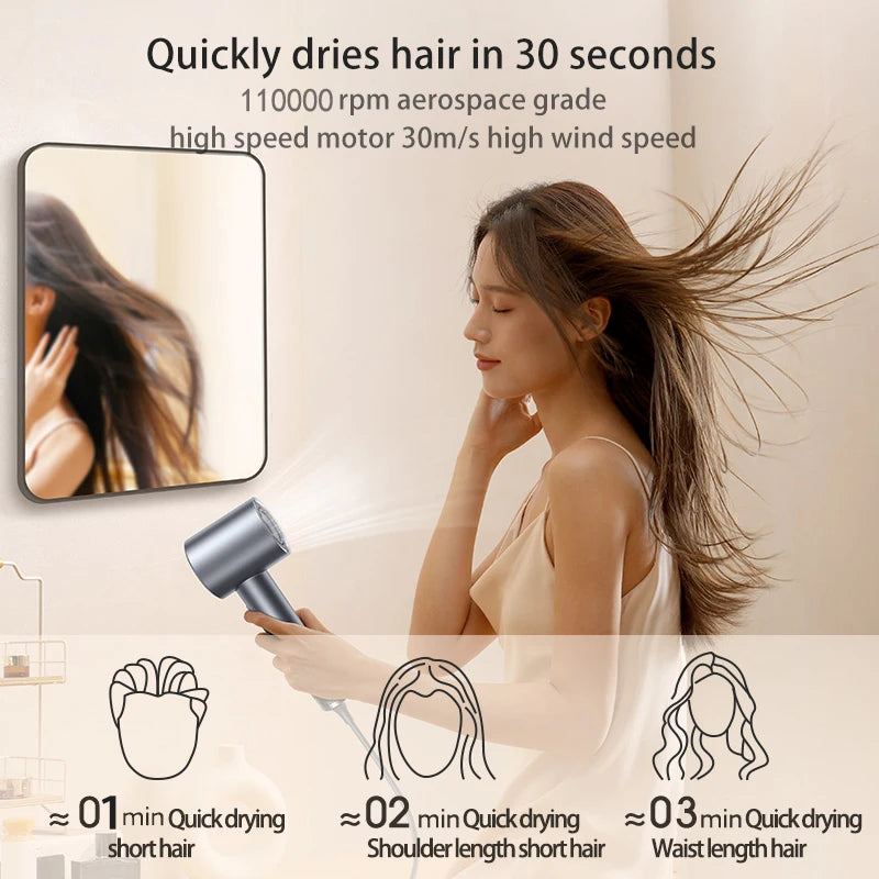 Custom Professional Household Hair Dryer Light Weight High-Speed Reverse Air One Step Negative Ionic Turbo Electric Hotel