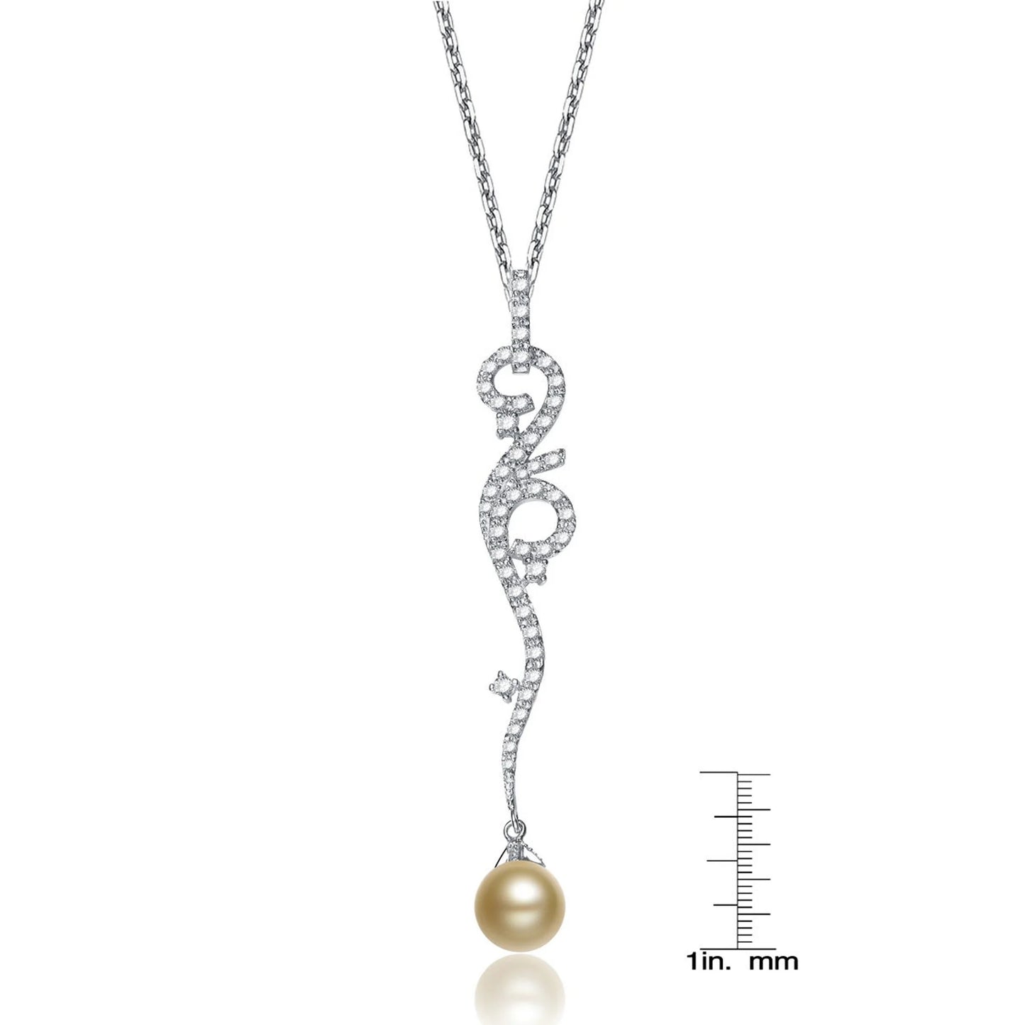 TD Collette Z Sterling Silver Bronze Necklace with Pearl and Cubic Zirconia Vine Charms