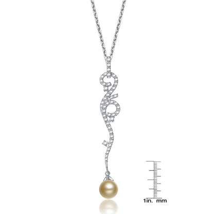 TD Collette Z Sterling Silver Bronze Necklace with Pearl and Cubic Zirconia Vine Charms