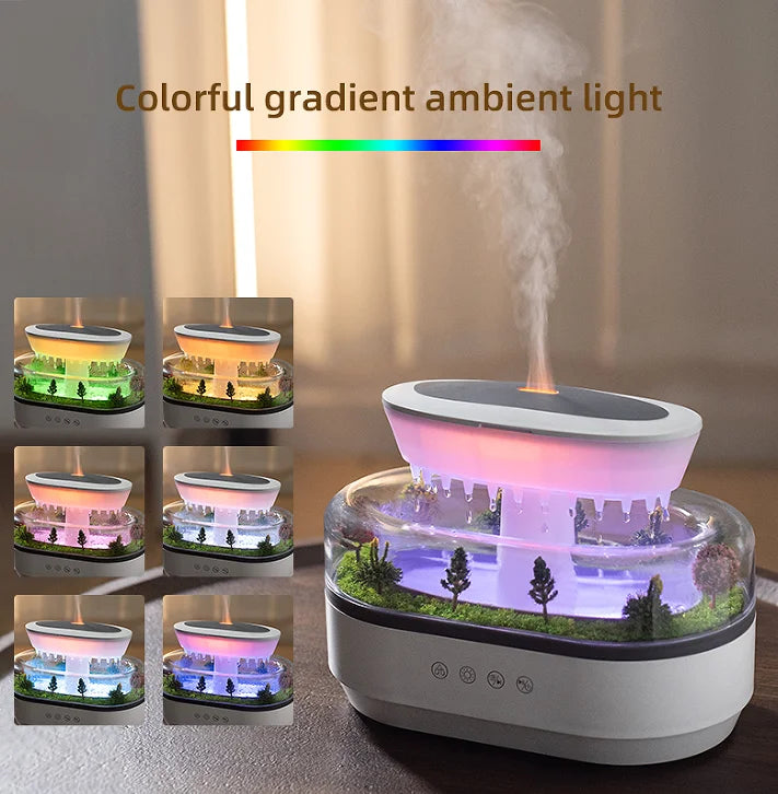 Smart Mini Ultrasonic Humidifier Cool Mist White Noise Portable Oil Aroma Diffuser for Hotel Household Use Rain Drop Essential