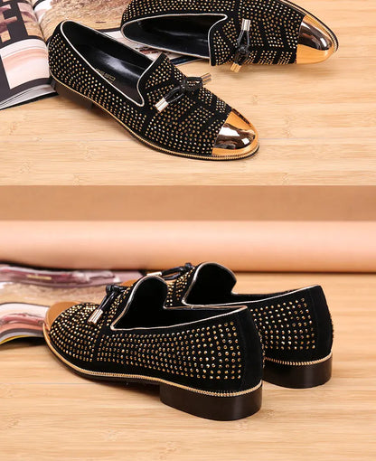 Autumn Metal Soup diamond COW LEATHER Luxurious Commercial affairs Customized Personality Party Socialize Shoes