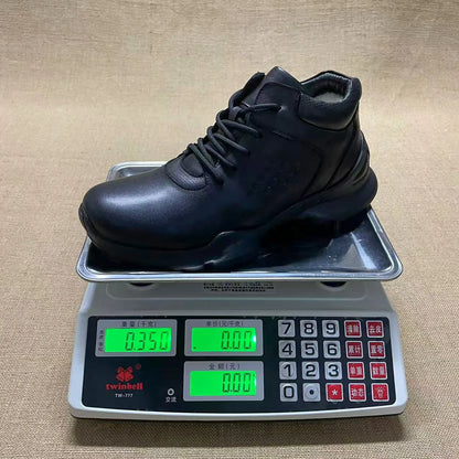Men's Genuine Leather Ankle Boots Round Toe Rubber Outsole EVA Midsole Plush Lining Comfortable Autumn Wear