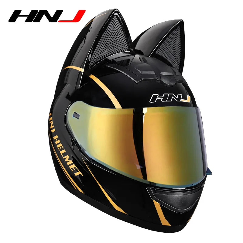 Fashionable Motorefit Motorcycle Car Ear Helmet Women Moto Full Face Motorbike Helmet Motocross Catwoman Helmet with Cat Ear