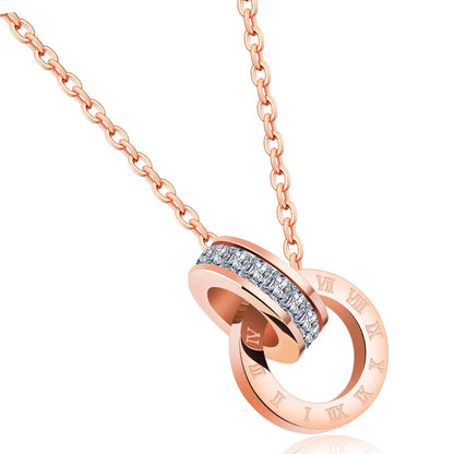 AAA Zircon Stone Stainless Steel Pendant Necklace Non-fading Simple Light Luxurious Clavicle Necklace for Women Gift