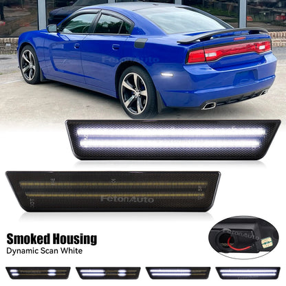 White Red Animation Rear Bumper Reflector Indicator Lights for Dodge Charger Challenger LED Dynamic Blinker Side Marker Lamps