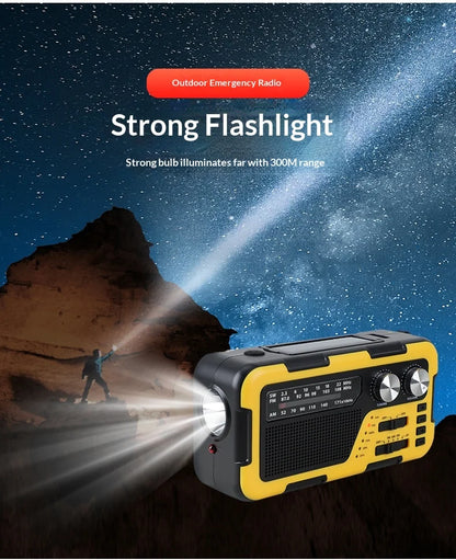 4000mAh Weather Emergency AM/FM Radio Noodradio Emergency Hand Crank Solar Charging Flashlight Survival Kit Gear Electronics