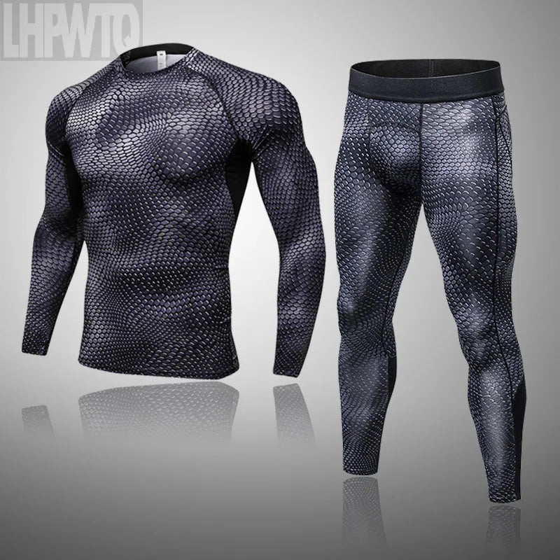 Men's Thermal Underwear Set MMA Tactics Leggings Solid Color Costume Compress Fitness Long Johns Men Winter Brands  Men