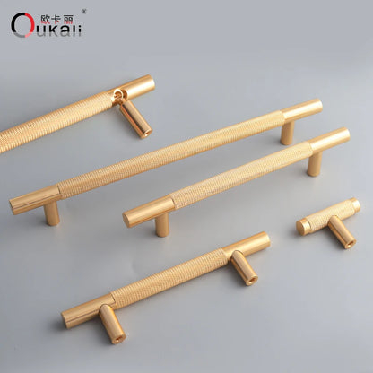 New T Bar Shape Furniture Hardware Supplies Kitchen Gold Cupboard Cabinet Drawer Door Cupboard Knurled  Handles