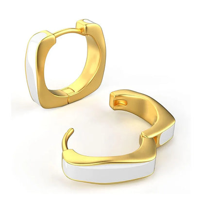 Golden Geometric Hoop Earrings Zinc Alloy Plated Unisex Fashion Jewelry Trendy Statement Ear Rings For Women Men