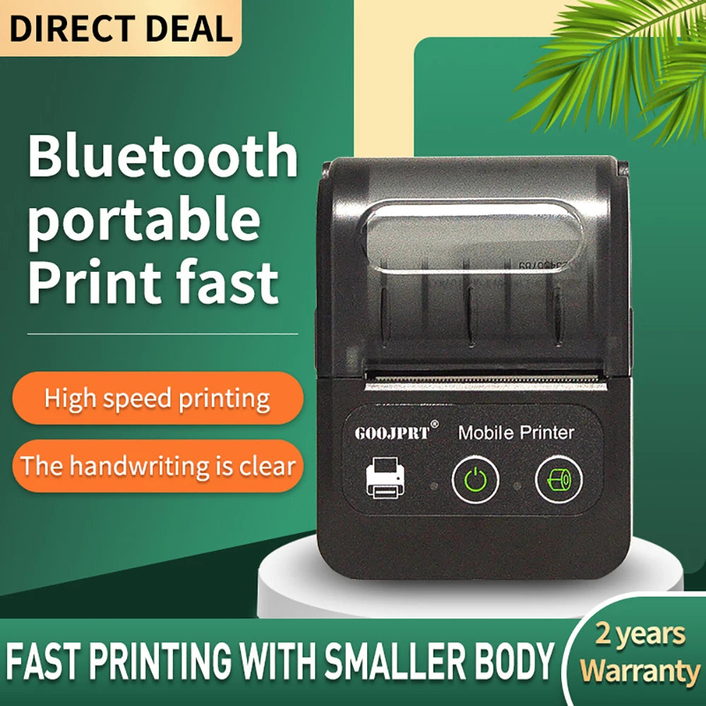 Portable 2 Inch Mini Thermal Printer  Wireless Label Maker for Android IOS Windows
