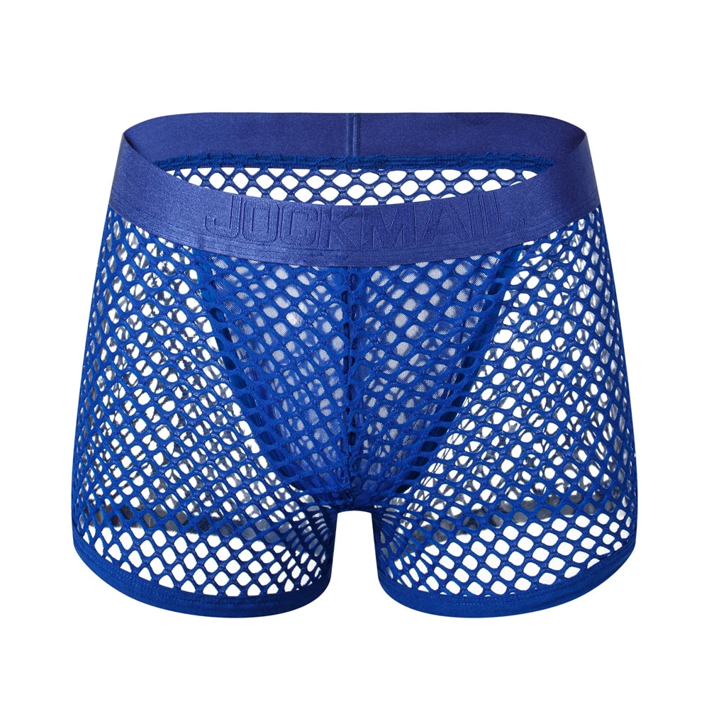Boxer Sexy Breathable Knitted Big Mesh Translucent Fashionable Erotic Men's Trunks Underwear Daily Casual Home Wear Shorts
